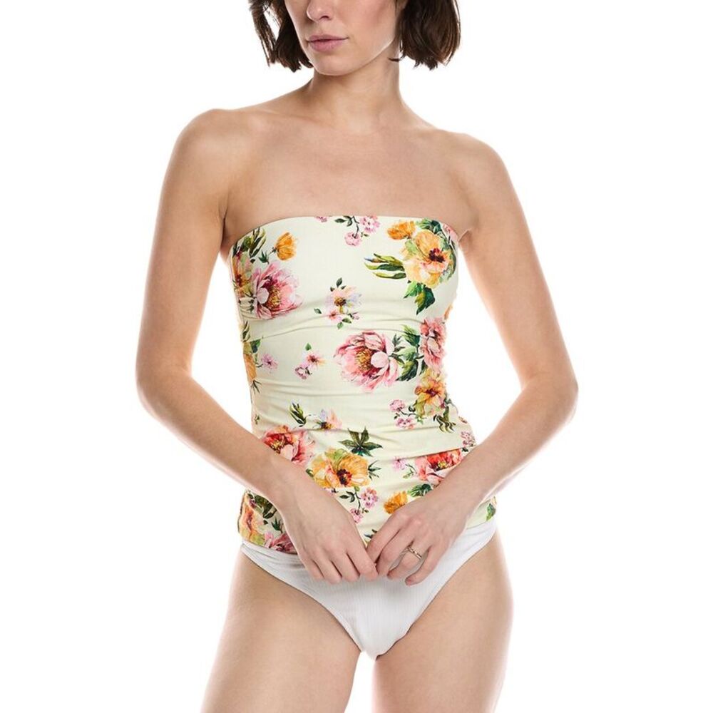 Monte And Lou Womens  Bandeau Tankini Top, White